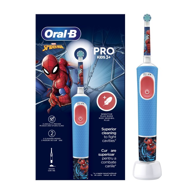 Oral B Vitality Pro Kids Electric Toothbrush Spiderman (Ηλεκτρική Οδοντόβουρτσα για Παιδιά 3 Ετών+)