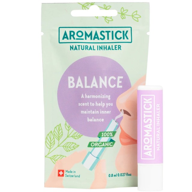 Aromastick Balance Natural Inhaler 0,8ml (Συσκευή Εισπνοής με Μίγμα Οργανικών Αιθέριων Ελαίων για την Υποστήριξη της Πνευματικής Ηρεμίας & της Συγκέντρωσης)