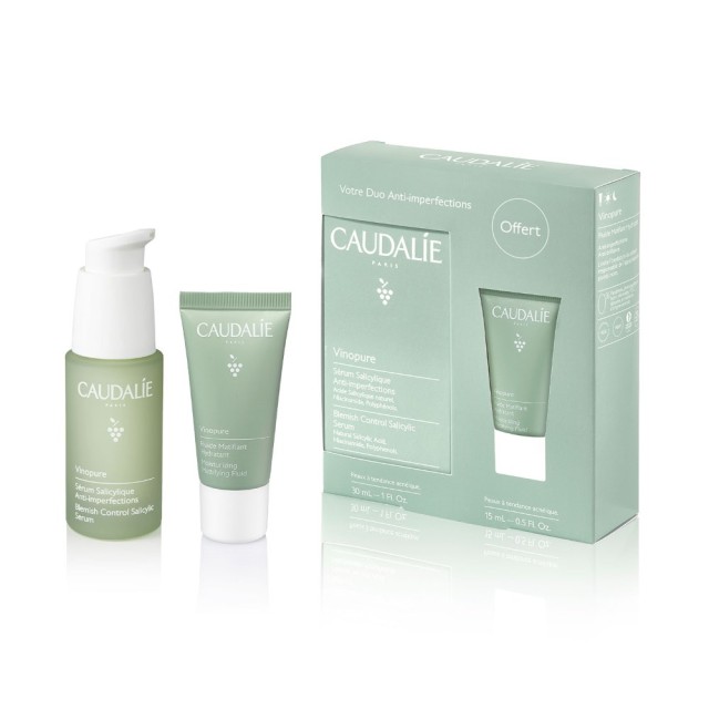 Caudalie Vinopure SET Blemish Control Salicylic Serum 30ml & GIFT Moisturizing Mattifying Fluid 15ml