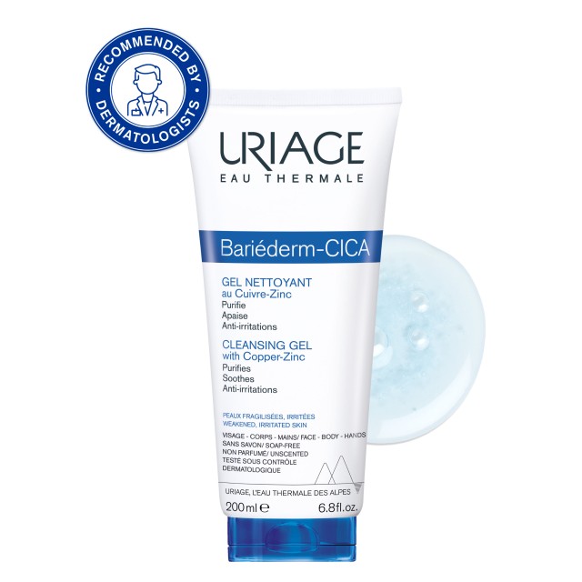 Uriage Bariederm Cica Cleansing Gel 200ml (Τζελ Καθαρισμού Προσώπου & Σω΄ματος για Ερεθισμένη Επ