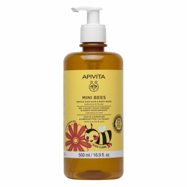 Apivita Mini Bees Gentle Kids Hair & Body Wash 500ml (Απαλό Σαμπουάν & Αφρόλουτρο για Παιδιά)