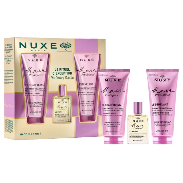 Nuxe SET Xmas The Luxury Routine Hair Prodigieux Pre-Shampoo Nourishing Mask 30ml&Hair Prodigieux High Shine Shampoo 200ml&Hair Prodigieux High Shine Conditioner 200ml