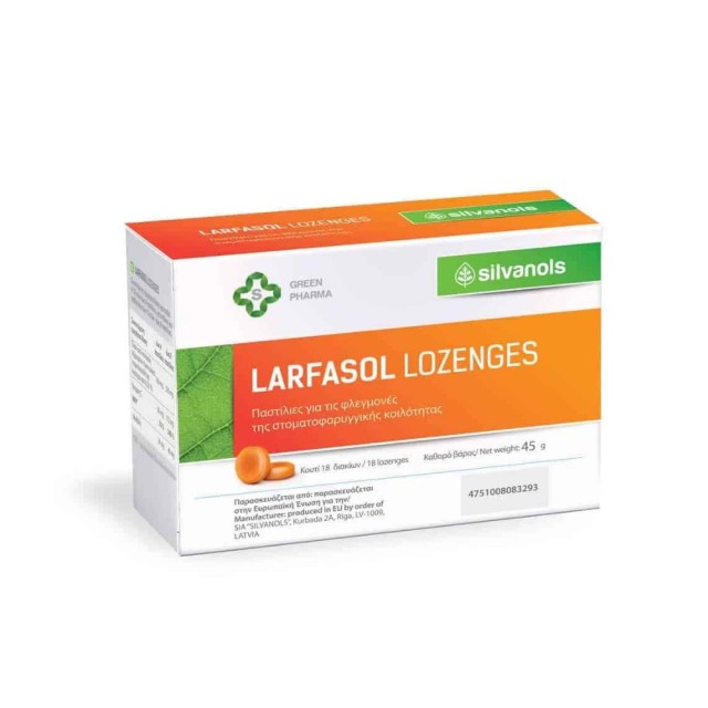 Uplab Larfasol Lozenges 18τεμ (Καραμέλες για το Λαιμό με Έλαιο Ιπποφαούς, Βιταμίνη C & Μινθόλη)