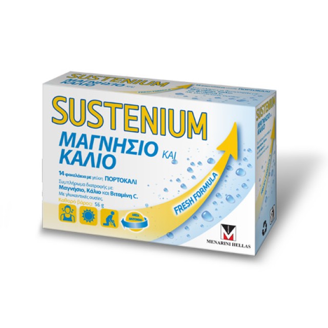 Menarini Sustenium Μαγνήσιο & Κάλιο 14 φακελάκια (Συμπλήρωμα Διατροφής για Ενέργεια & Τόνωση) 