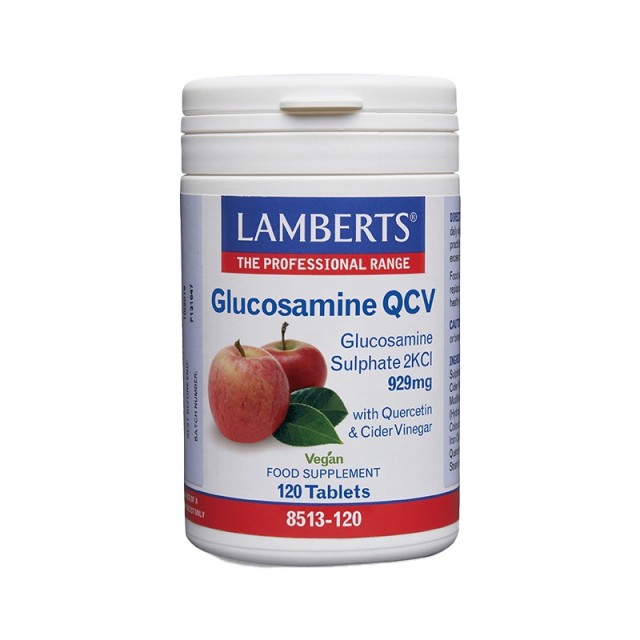 Lamberts Glucosamine QCV 929mg 120tabs (Συμπλήρωμα Διατροφής με Θειική Γλυκοζαμίνη, Κερσετίνη & Μηλόξυδο)