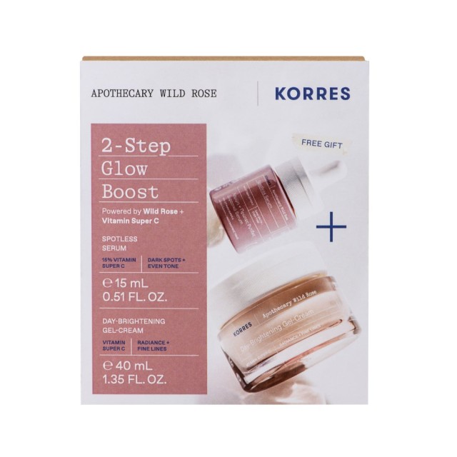 Korres Apothecary Wild Rose SET Day Brightening Gel-Cream Normal/Mixed Skin 40ml & GIFT Spotless Serum 15ml