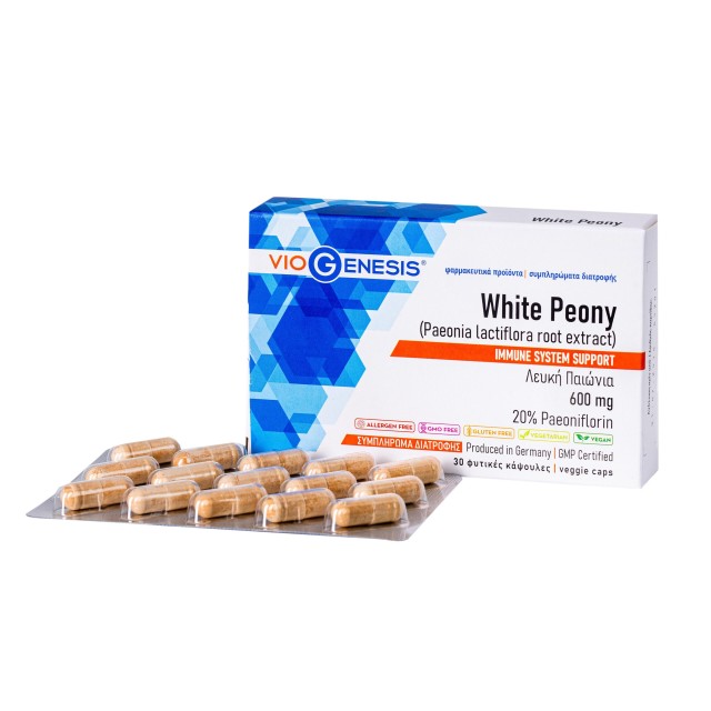 Viogenesis White Peony 600mg 30caps (Συμπλήρωμα Διατροφής με Λευκή Παιώνια για τη Φυσιολογική Λειτουργία του Ανοσοποιητικού Συστήματος)