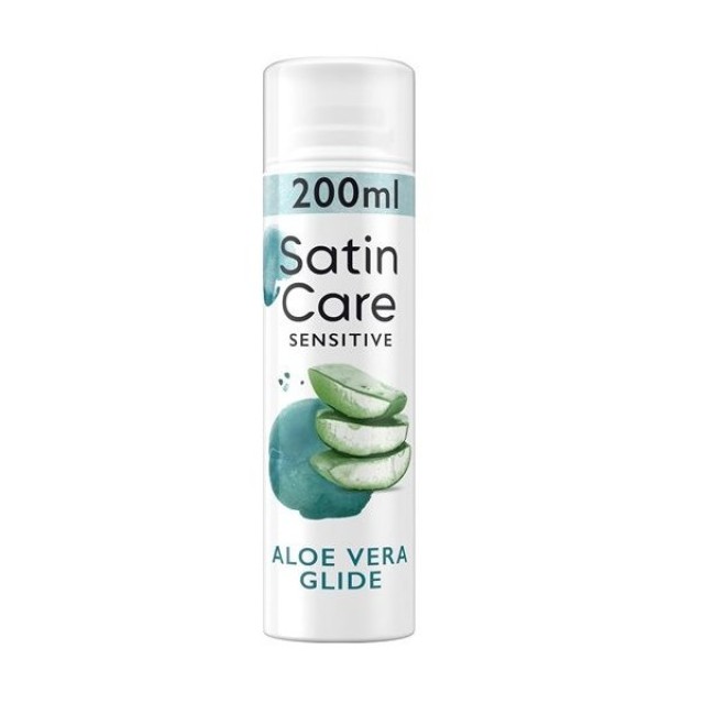 Gillette Satin Care Gel Sensitive Skin Aloe Vera Glide 200ml (Γυναικείο Τζελ Ξυρίσματος για Ευαίσθητες Επιδερμίδες με Αλόη)