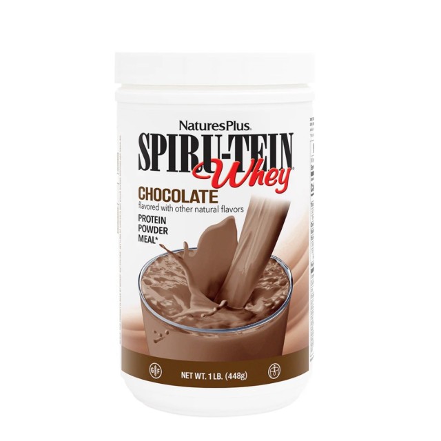 Natures Plus Spiru-Tein Whey Chocolate 448gr (Συμπλήρωμα Διατροφής Πρωτεΐνη Ορού Γάλακτος με Γεύση Σ