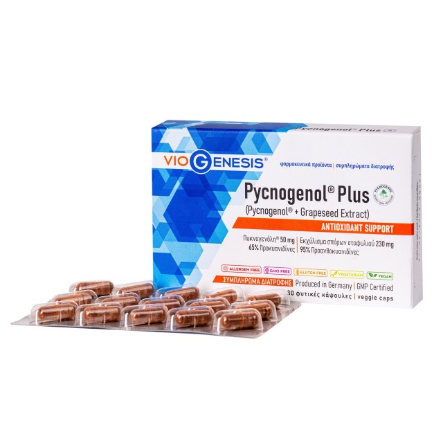 Viogenesis Pycnogenol Plus 30caps (Συμπλήρωμα Διατροφής με Αντιοξειδωτικές Ιδιότητες)