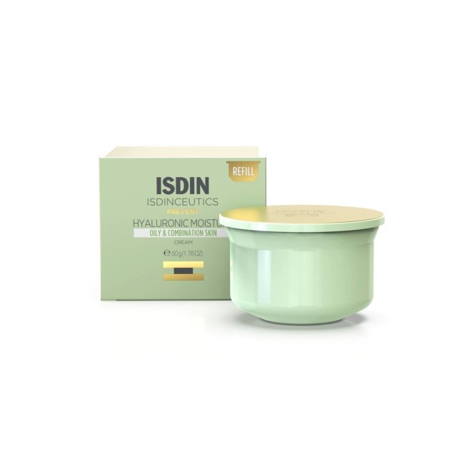Isdin Isdinceutics Hyaluronic Moisture Oily & Combination Skin Cream Refill 50gr (Ενυδατική Κρέμα Προσώπου για Μικτή/Λιπαρή Επιδερμίδα με Ματ Αποτέλεσμα - Ανταλλακτική Συσκευασία)