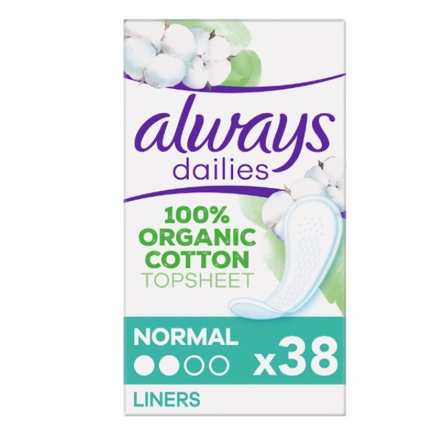 Always Dailies Cotton Protection Normal 38τεμ (Σερβιετάκια από 100% Βαμβάκι σε Κανονικό Μέγεθος)