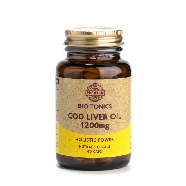 Bio Tonics Premium Cod Liver Oil 1200mg 40caps (Συμπλήρωμα Διατροφής με Mουρουνέλαιο & Βιταμίνες)