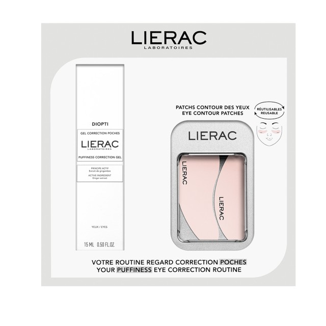 Lierac SET Diopti Puffiness Correction Gel 15ml & Patches (Ρουτίνα Ματιών που Διορθώνει τις Σακούλες)