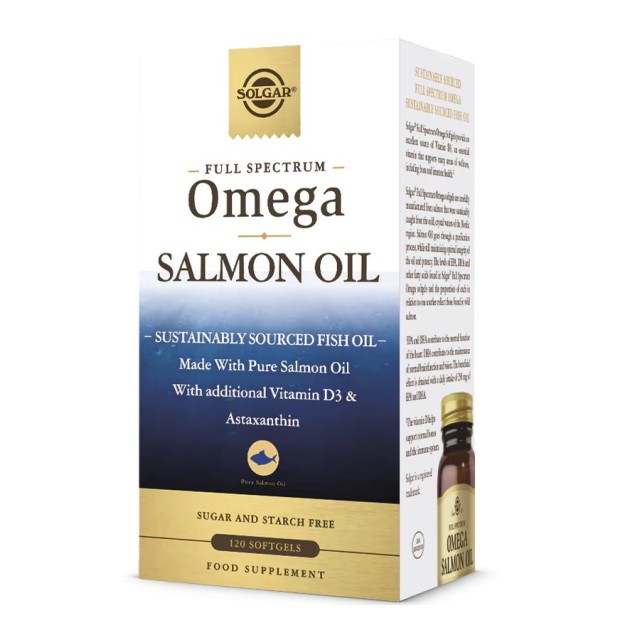 Solgar Full Spectrum Omega Salmon Oil 120softgels (Συμπλήρωμα Διατροφής με Ωμέγα 3,5,6,7 & 9 Λιπαρά Οξέα)