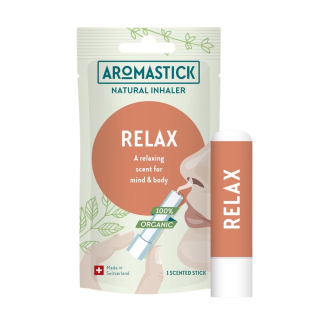 Aromastick Relax Natural Inhaler 0,8ml (Συσκευή Εισπνοής με Μίγμα Οργανικών Αιθέριων Ελαίων για την Αντιμετώπιση του Χρόνιου Στρές)