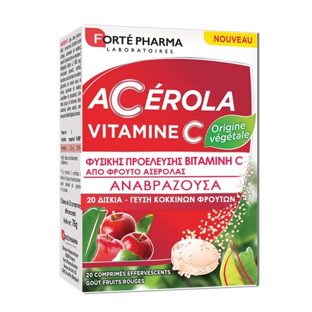 Forte Pharma Acerola Vitamin C 20tabs (Συμπλήρωμα Διατροφής σε Αναβράζοντα Δισκία με Βιταμίνη C από Ασερόλα)