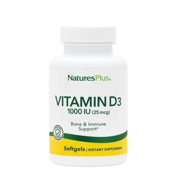 Natures Plus Vitamin D3 1000iu 30softgels (Συμπλήρωμα Διατροφής για την Υποστήριξη των Οστών & του Ανοσοποιητικού)