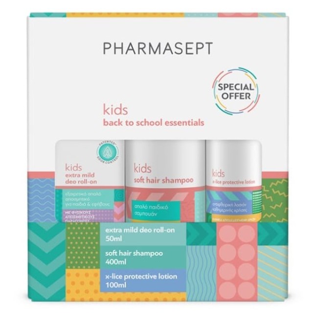 Pharmasept Kids Back to School SET (ΣΕΤ με Αντιφθειρική Λοσιόν, Απαλό Παιδικό Σαμπουάν &  Απαλό Αποσμητικό για Παιδιά και Εφήβους)