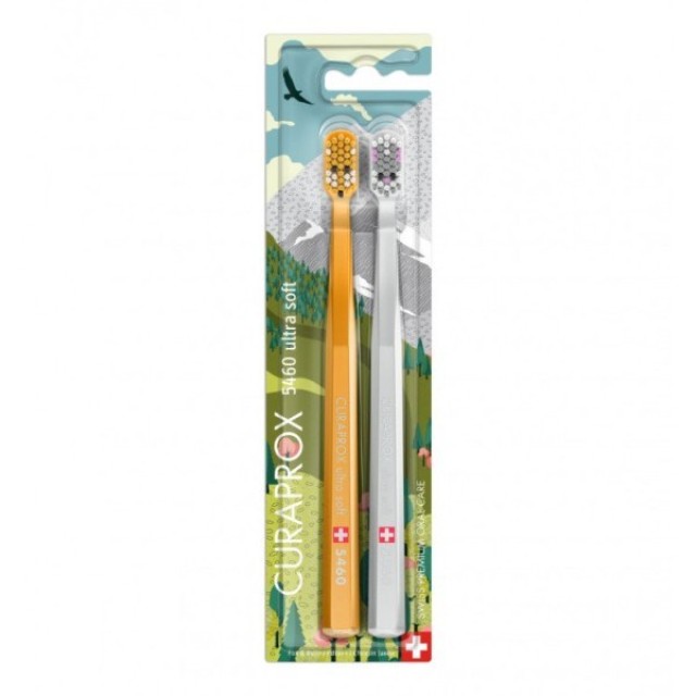 Curaprox CS 5460 Ultra Soft Duo Toothbrush Duo Fox & Bunny Edition 2τεμ (ΣΕΤ με 2 Πολύ Μαλακές Οδοντόβουρτσες)