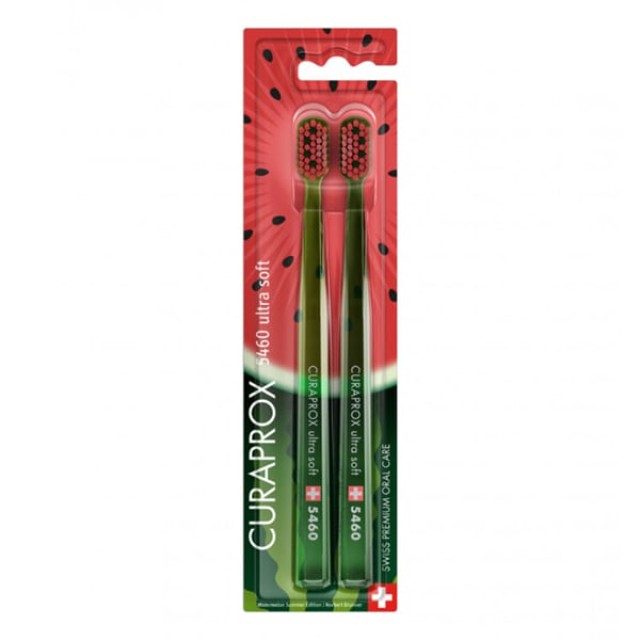 Curaprox CS 5460 Ultra Soft Duo Toothbrush Watermelon Summer Edition 2τεμ (ΣΕΤ με 2 Πολύ Μαλακές Οδοντόβουρτσες)