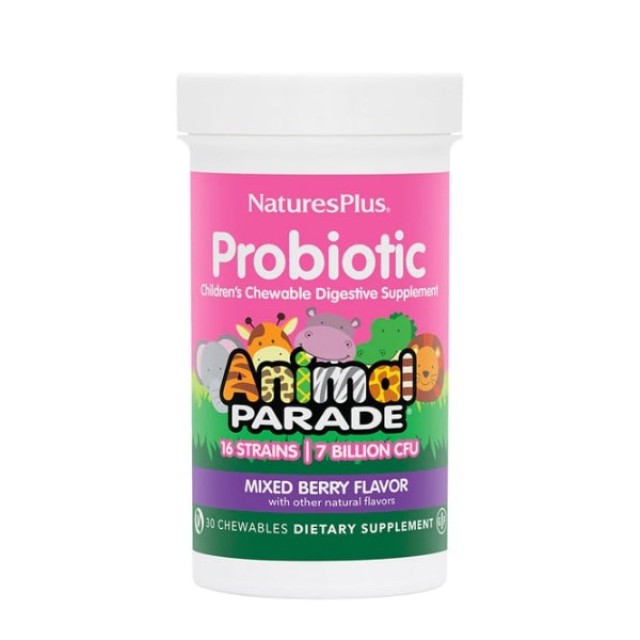 Natures Plus Animal Parade Probiotic 30tabs (Παιδικές Βιταμίνες Μασώμενες με Προβιοτικά)