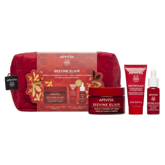 Apivita Beevine Elixir SET Wrinkle & Firmness Lift Light Texture 50ml & GIFT Intense Recovery Lift Night Cream 15ml & Replenising Firming Face Oil 10ml