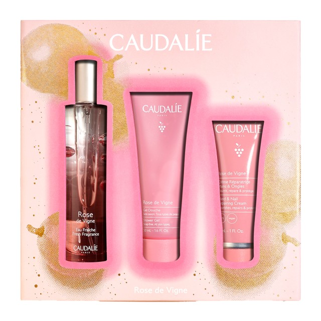 Caudalie Xmas SET Rose de Vigne Fresh Fragrance (ΣΕΤ Περιποίησης Σώματος με Άρωμα, Αφρόλουτρο & Κρέμα Χεριών)