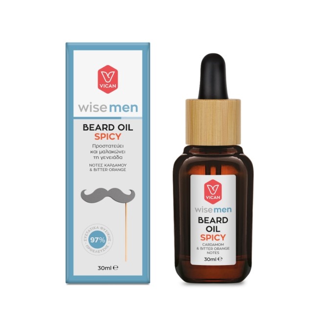 Vican Wise Man Beard Oil Spicy 30ml (Λάδι για την Γενειάδα του Άνδρα με Άρωμα Κάρδαμου) 