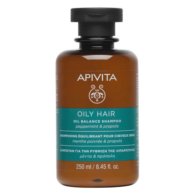 Apivita Oily Hair Oil Balance Shampoo 250ml (Σαμπουάν Εξισορρόπησης Ρύθμιση της Λιπαρότητας με Μέντα & Πρόπολη)