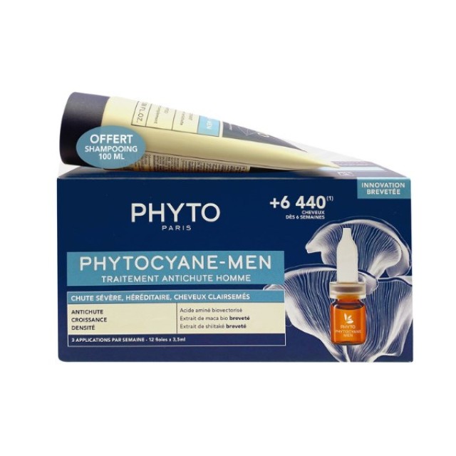 Phyto Phytocyane SET Men Anti Hair Loss Treatment 12x3,5ml & GIFT Men Invigorating Shampoo 100ml