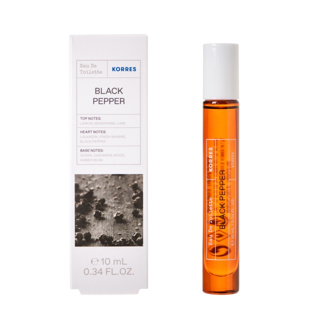 Korres Black Pepper Eau De Toilette 10ml (Ανδρικό Άρωμα με Νότες από Μαύρο Πιπέρι, Λεμόνι & Κέδρο)