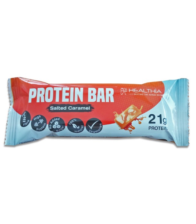 Healthia Protein Bar Salted Caramel 60gr (Μπάρα Πρωτεΐνης με Γεύση Αλμυρή Καραμέλα)