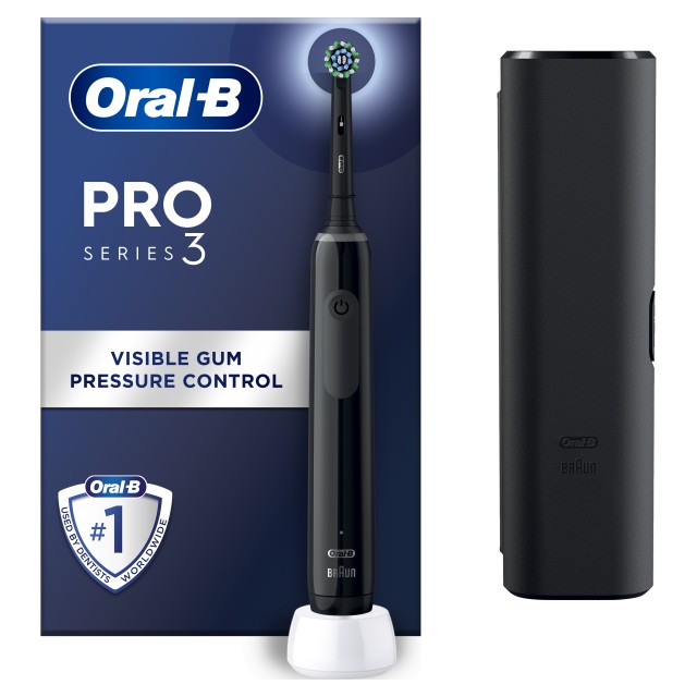 Oral B Pro Series 3 Black (Ηλεκτρική Οδοντόβουρτσα Μαύρη με Θήκη Ταξιδίου)