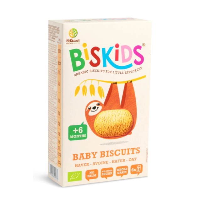 Belkorn Biskids Bio Organic Whole Wheat Biscuits with Oat 120gr (Βιολογικά Μπισκότα Ολικής Άλεσης με Βρώμη για Μωρά 6μ+)