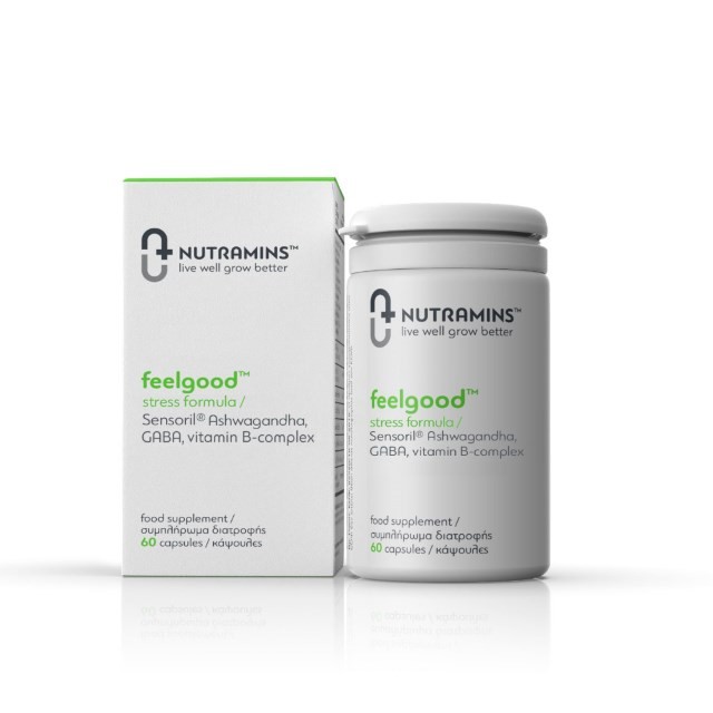 Nutramins Feelgood 60caps (Συμπλήρωμα Διατροφής για την Μείωση Άγχους - Καλύτερη Διάθεση & Νοητική Διαύγεια)
