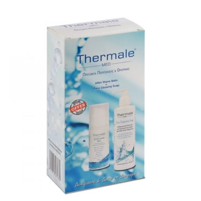 Thermale Med SET After Shave Balm 100ml & Face Cleansing Soap 250ml (ΣΕΤ με Ενυδατικό Τζελ Κατά των Ερεθισμών για Μετά το Ξύρισμα & Καθαριστικό Προσώπου)