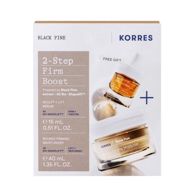 Korres SET Black Pine 4D Bounce Firming Moisturizer 40ml & ΔΩΡΟ Black Pine Sculpt & Lift Serum 15ml (Κρέμα Ημέρας για Σύσφιξη & Ανόρθωση του Περιγράμματος & ΔΩΡΟ Ορός Προσώπου)