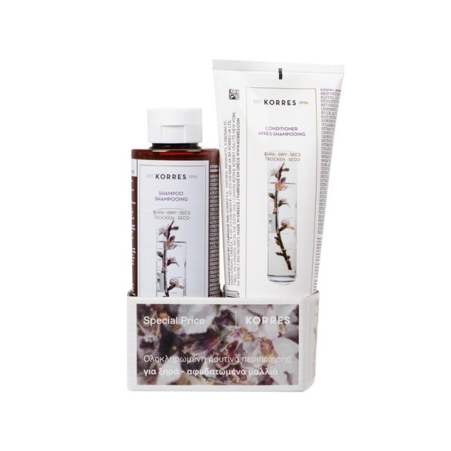 Korres Almond & Linseed Set Shampoo 250ml & Conditioner 200ml (Σετ Σαμπουάν & Μαλακτική Κρέμα για Ξηρά/ Αφυδατωμένα Μαλλιά)