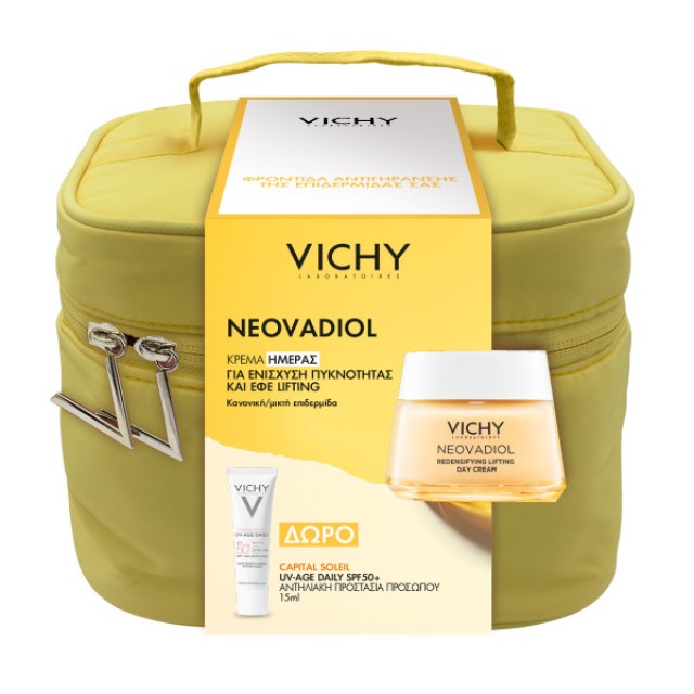 Vichy SET Neovadiol Post-Menopause Replenishing Redefining Day Cream 50ml & ΔΩΡΟ Capital Soleil UV-Age Daily 15ml (ΣΕΤ με Κρέμα Ημέρας για Ενίσχυση της Πυκνότητας & ΔΩΡΟ Αντηλιακό Προσώπου)