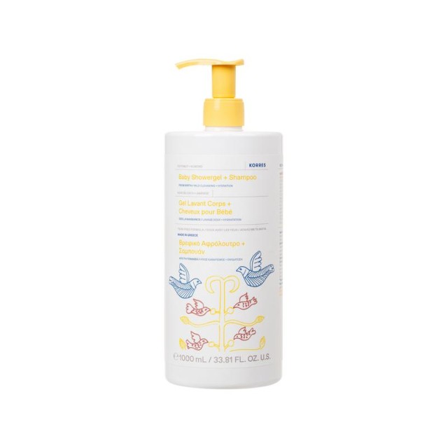 Korres Coconut & Almond Baby Showergel & Shampoo 1lt (Βρεφικό Αφρόλουτρο & Σαμπουάν Kαρύδα & Αμύγδαλο)