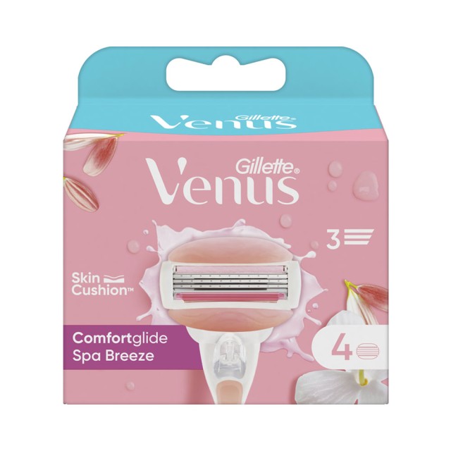 Gillette Venus Comfort Glide Spa Breeze 4τεμ (Ανταλλακτικές Κεφαλές Γυναικείας Ξυριστικής Μηχανής με 3 Λεπίδες)