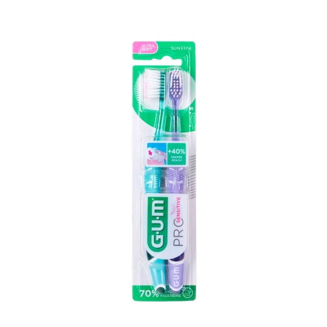 Gum Duo Pack 510 Pro Sensitive Ultra Soft 2τεμ (ΣΕΤ με 2 Οδοντόβουρτσες για Ευαίσθητα Ούλα)