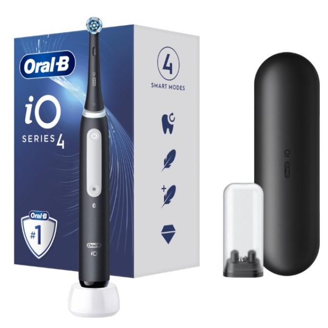 Oral-B iO Series 4 Magnetic Black Travel Case (Ηλεκτρική Οδοντόβουρτσα Μαύρη με Θήκη Ταξιδίου)
