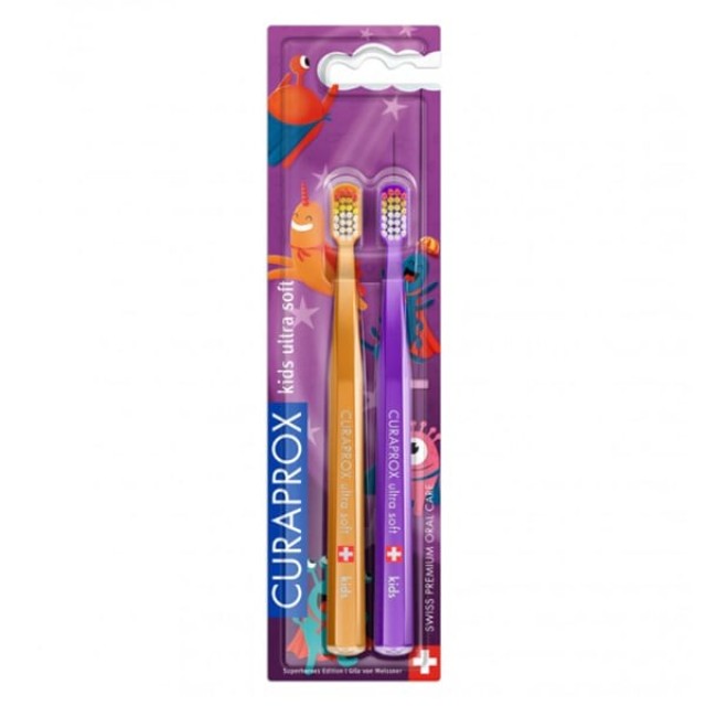 Curaprox CS 5460 Ultra Soft Kids Duo Toothbrush Superheroes Edition 2τεμ (ΣΕΤ με 2 Πολύ Μαλακές Παιδικές Οδοντόβουρτσες)