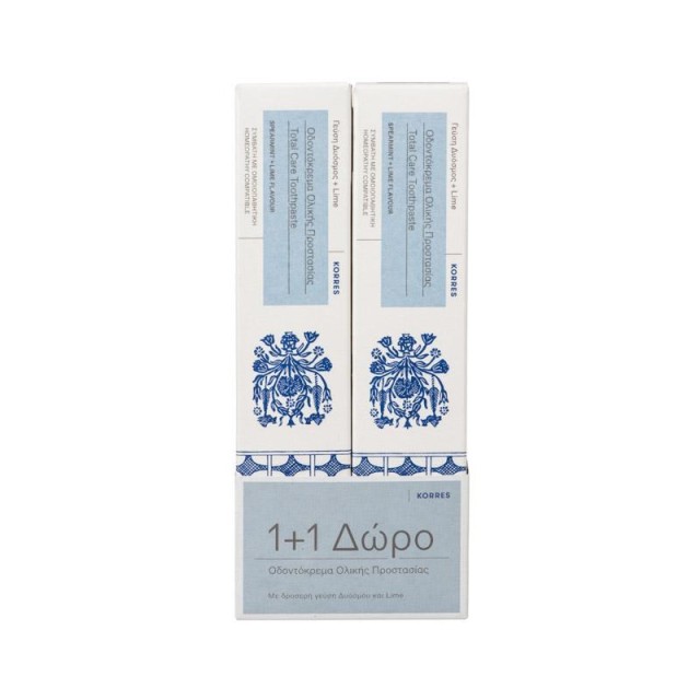 Korres Spearmint & Lime Total Care Toothpaste 2x75ml (Οδοντόκρεμα Ολικής Προστασίας με Δυόσμο & Lime)