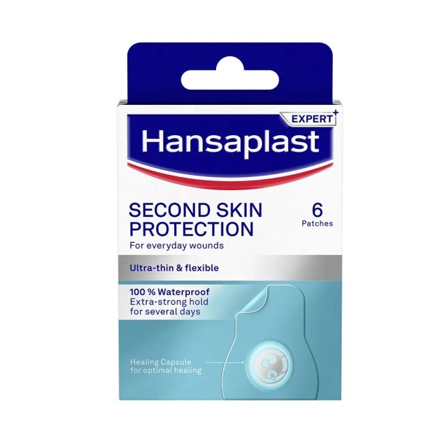 Hansaplast Second Skin Protection Patches 6τεμ (Προηγμένα Αδιάβροχα Υδροκολλοειδή Επιθέματα)