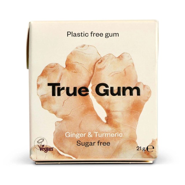 True Gum Ginger & Turmeric 21gr (Τσίχλες Χωρίς Ζάχαρη με Γεύση Τζίντζερ & Κουρκουμά)