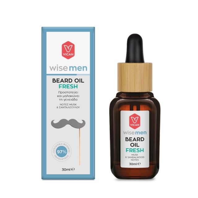 Vican Wise Man Beard Oil Fresh 30ml (Λάδι για την Γενειάδα του Άνδρα με Άρωμα Σανταλόξυλου)