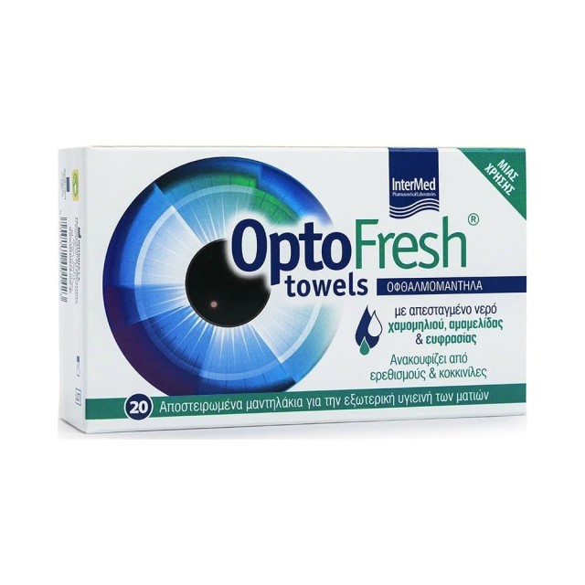 Optofresh Towels 20τεμ (Οφθαλμικά Μαντηλάκια για Καθαρισμό & Ανακούφιση Ερεθισμένων Βλεφάρων)